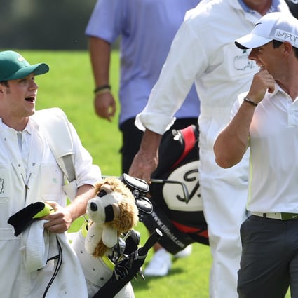 Niall Horan and Rory McIlroy share a joke. Photo: AFP