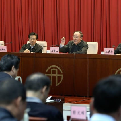 Chief graft-buster Wang Qishan (second from right) said this year''s first round of disciplinary inspections would focus on 26 centrally run businesses. All are on the Fortune Global 500 list. Photo: Xinhua