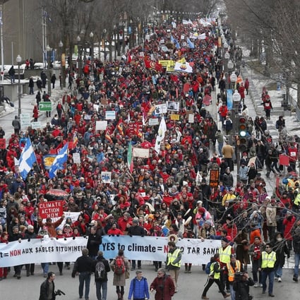A climate change protest staged in Quebec City. Photo: Reuters