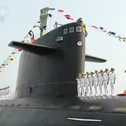 The Chinese vessel, pictured on CCTV, is thought to be an updated Type 091 nuclear submarine. Photo: CCTV