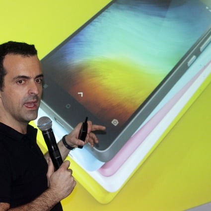 Xiaomi's Hugo Barra introduces the Mi 4i phone to a Hong Kong audience. Photo: Dickson Lee
