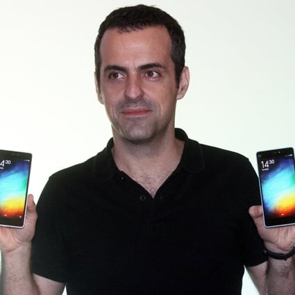 Hugo Barra, vice-president of Xiaomi Global, introduces the company's Mi 4i smartphone at the Hong Kong Arts Centre in Wan Chai. Photo: Dickson Lee