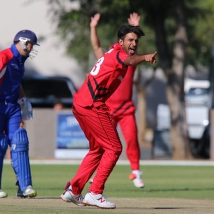 Tanwir Afzal in action against Namibia in the first T20