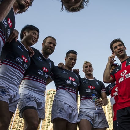Nick Hewson (third left) is one of three Kiwi players hoping to realise an Olympic dream with the Hong Kong team. Photo: HKRFU