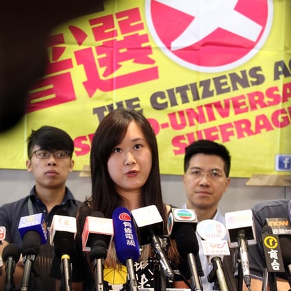 Civil Human Rights Front convenor Daisy Chan Sin-ying (centre) said her group would continue to host a planned protest outside the Legislative Council tomorrow to coincide with the vote on the government's electoral reform package. Photo: Dickson Lee
