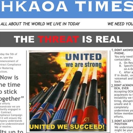 A letter from the union to members on rosters. Photo: SCMP Pictures