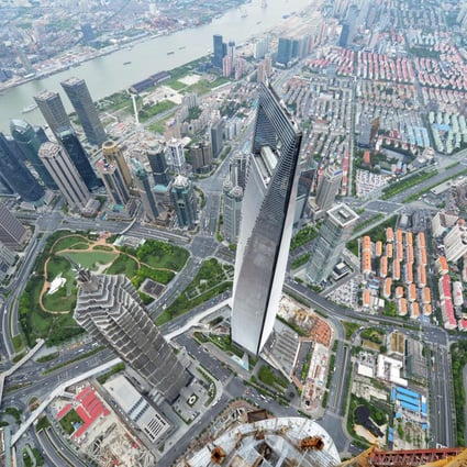 General view from the top of the under-construction Shanghai Tower in Shanghai. Photo: AFP