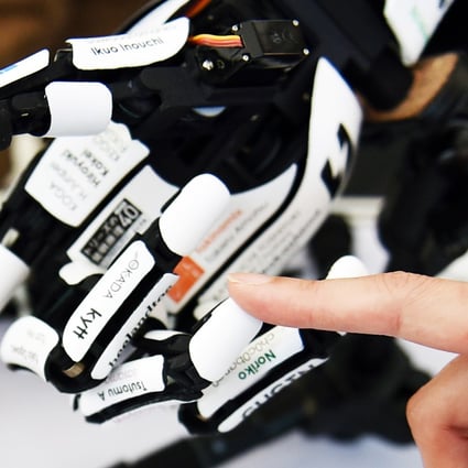 A smart artificial hand was among the products displayed at 2015 Shenzhen Maker Week. The Chinese city aims to attract 100,000 global makers to set up shop by 2017. Photo: Xinhua