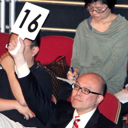 Developers bid on a plot of land at a government auction. Hong Kong land prices will keep rising as developers rush to buy sites amid strong property sales. Photo: Felix Wong