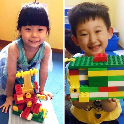 Children with their Lego creations made during a class at Shanghai’s VZ International Creative Centre. Photos: Mandy Zuo
