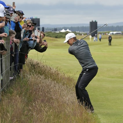 Jordan Spieth plays from the rough on hole 16 during a practice round at the British Open at St. Andrews. Photo: AP
