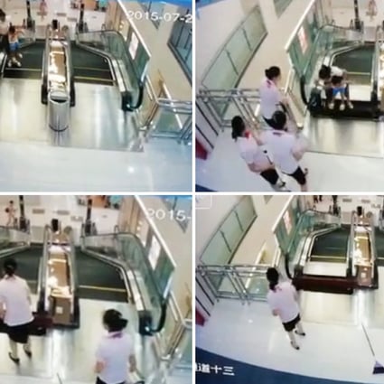 The accident was recorded by a surveillance camera at the mall. Photo: SCMP Pictures