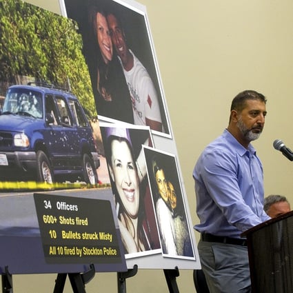 Paul Singh speaks announces a lawsuit against the Stockton Police Department in the death of his wife Misty Holt-Singh, who was shot and killed by police after being taken hostage during a bank robbery.  Photo: Clifford Oto/The Record via AP