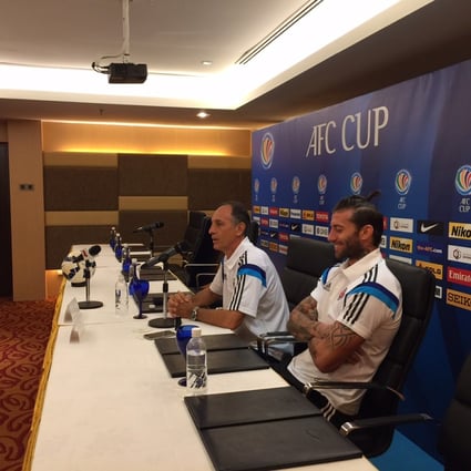 South China coach Casemiro Mior and defender Bojan Malisic attend the pre-match press conference ahead of their match with Johor Darul Ta'zim. Photos: SCMP Pictures