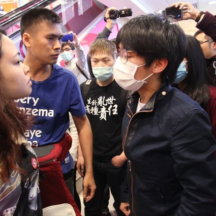 Protesters clash with a mainland Chinese traveller during a netizen-organized rally against parallel trading in Tuen Mun in February. Photo: Dickson Lee