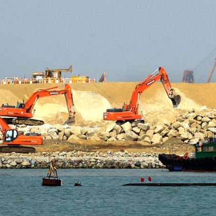 Reclamation works is seen at the construction site of the Hong Kong-Zhuhai-Macao bridge near Tung Chung. Photo: Edward Wong