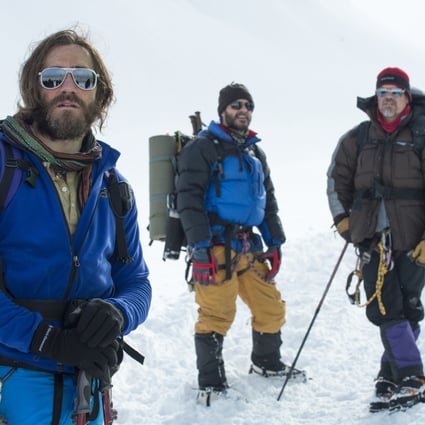 Jake Gyllenhaal (left) as Scott Fischer, Michael Kelly as Jon Krakauer, and Josh Brolin as Beck Weathers, in the film "Everest". Photo:AP 