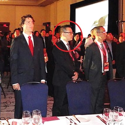 Justin Trudeau, flanked by Raymond Chan (left) and graft suspect Michael Ching (circled) at a June 2, 2013, fundraiser that a pro-Trudeau organisation based in Ching’s office helped stage. Photo: GCPnews.com