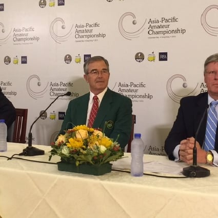 David Cherry, chairman of the Asia-Pacific Golf Confederation, Billy Payne, chairman of Augusta National Golf Club and the Masters Tournament and R&A chief executive Martin Slumbers. Photos: SCMP Pictures
