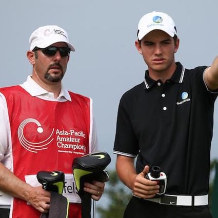Ryan Ruffels discusses a shot with his caddie. Photos: AAC
