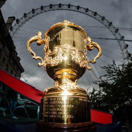 The Webb Ellis Cup will be awarded to the winning team after the final of the Rugby World Cup at Twickenham on 31 October (1 November HKT). Photo: AFP