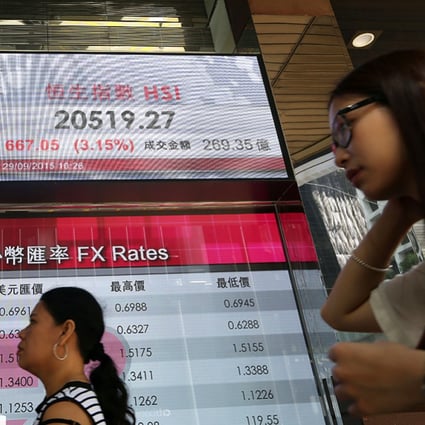 Hang Seng index board in Central. Photo: Sam Tsang