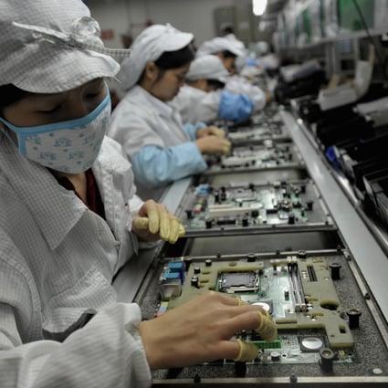 Taiwanese high-tech manufacturers have been hit by falling demand from mainland China. Exports from the island fell 14 per cent in September. Photo: AFP