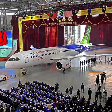 The C919, a twin-engine 158-seater, is the fruit of a Chinese government initiative to compete in the market for large passenger jetliners. Photo: EPA