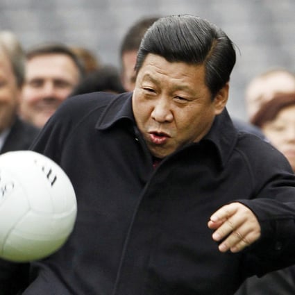 Xi Jinping kicks a football during a visit to Ireland in 2012. The Chinese government has declared that sport will be worth 5 trillion yuan to the economy by 2025 – but illegal gambling is worth almost 4 trillion yuan already. Photo: Reuters