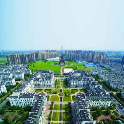 Tianducheng is a luxury real estate development and Paris look-alike that's located in Hangzhou, China, complete with its own replica Eiffel Tower. 