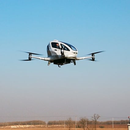 A passenger drone made by Chinese firm Ehang during a test flight.(Source: Ehang)