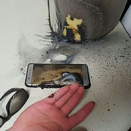 A Samsung Galaxy Note 7 smartphone, pictured after its battery exploded. (Picture: AFP)
