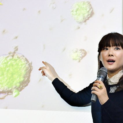 Scientist Haruko Obokata at Japan's Riken research institute announces her research into so-called Stap cells in the western city of Kobe. Photo: Kyodo