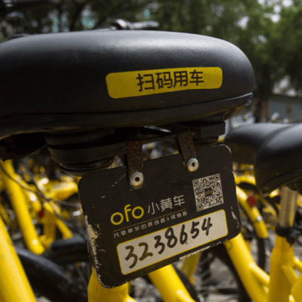 A QR code on a rental bike in Shenzhen. (Picture: South China Morning Post)

