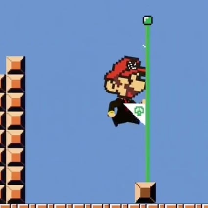 The flagpole and some of the background sprites appear to be taken directly from Super Mario Bros. You can tell Mario isn't because he's incredibly ugly. (Picture: @ChineseNintendo)