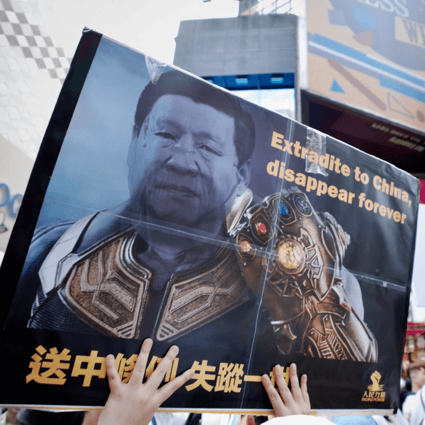 When President Xi Jinping wields the Infinity Gauntlet, protesters fear the worst. (Picture: People Power via Facebook)
