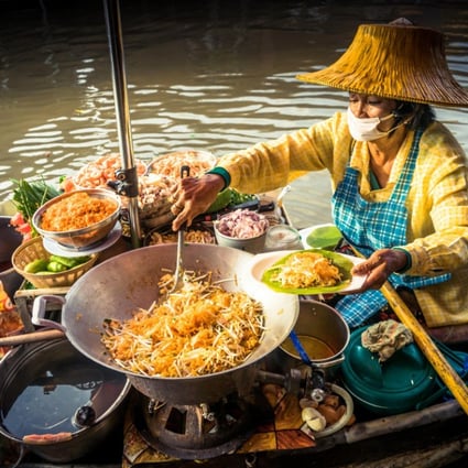 Pad Thai served from a boat in Amphawa, Thailand, for breakfast. Photo: Alamy