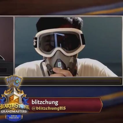 Blitzchung wore a gas mask during the interview, commonly worn by Hong Kong protesters. (Picture: Twitter)