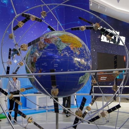 A model of China’s BeiDou navigation satellite system on display at the 12th China International Aviation and Aerospace Exhibition in Zhuhai in 2018. (Picture: AP)