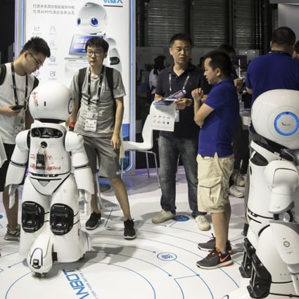 Hotel service robots on display at CES in Shanghai in June 2019. (Picture: Bloomberg)