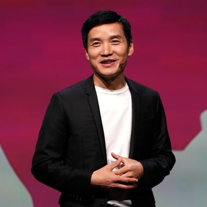 OnePlus CEO Pete Lau announcing the OnePlus 6T in New York in 2018. (Picture: Reuters)
