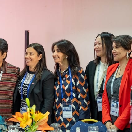 Winners of the inaugural APEC Healthy Women, Healthy Economies Research Prize Ceremony during the 2019 APEC Women & the Economy Forum in La Serena, Chile. From left to right: Veronica Ramirez (2019 Prize Winner), Chile Minister of Sports Pauline Kantor, Chile Undersecretary for Women and Gender Equity Carolina Cuevas, Hong Jiang (2019 Prize Runner Up), Paula Poblete (2019 Prize Runner Up), and Jessica Jirash (General Manager, Merck Chile).