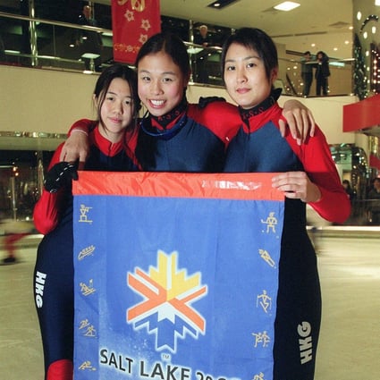 Members of Hong Kong’s first Winter Olympics team (from left) Fiona Fong Ka-ma, 15, Cordia Tsoi Po-yee, 17, and Christy Ren, 18, at Taikoo Shing Ice-skating rink on February 3, 2002. Photo: SCMP