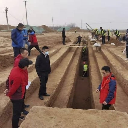 The excavation site at the Xianyang International Airport construction site in Xian, Shaanxi province, China. Photo: Weibo