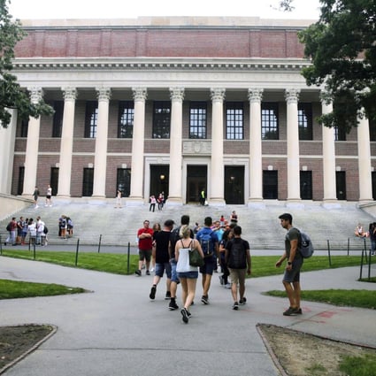 Students walk near the Widener Library at Harvard University in Cambridge, Massachusetts on August 13, 2019. A federal appeals court has upheld a district court decision clearing Harvard University of intentional discrimination against Asian-American applicants. Photo: AP