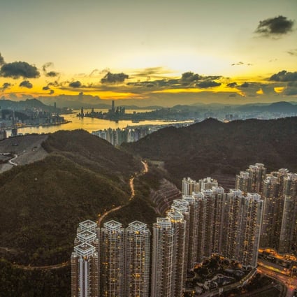 Residential buildings seen at sunset in Tseung Kwan O, Hong Kong on August 14.  Photo: Sun Yeung