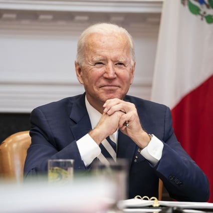 US President Joe Biden listens during a virtual meeting with Mexican President Andres Manuel Lopez Obrador on March 1. Photo: Bloomberg