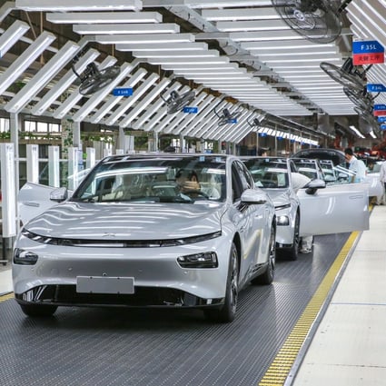 Cars are assembled at Xpeng’s factory in Zhaoqing, Guangdong province. Photo: Iris Ouyang