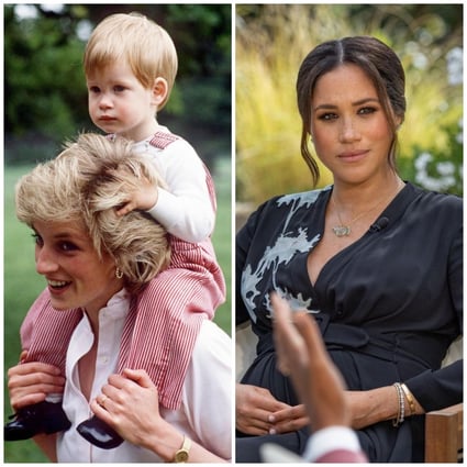 Princess Diana with Prince Harry, and Meghan Markle. Members of the House of Windsor – whether by birth or marriage – still have little autonomy over their personal lives. Photo: @oprahmagazine