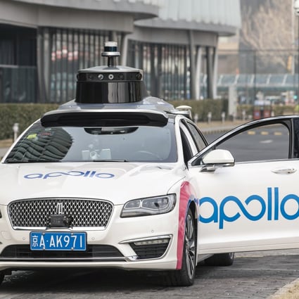 A Lincoln Motor Co. MKZ equipped with Baidu’s Apollo autonomous driving platform at the Baidu headquarters in Beijing, March 4, 2021. Photo: Bloomberg